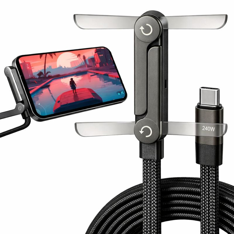 ARMORCASE™ PowerStand Cable — 240W USB-C Fast Charging Cable with Built-In Phone Stand