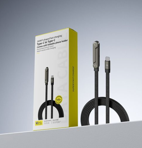 ARMORCASE™ PowerStand Cable — 240W USB-C Fast Charging Cable with Built-In Phone Stand