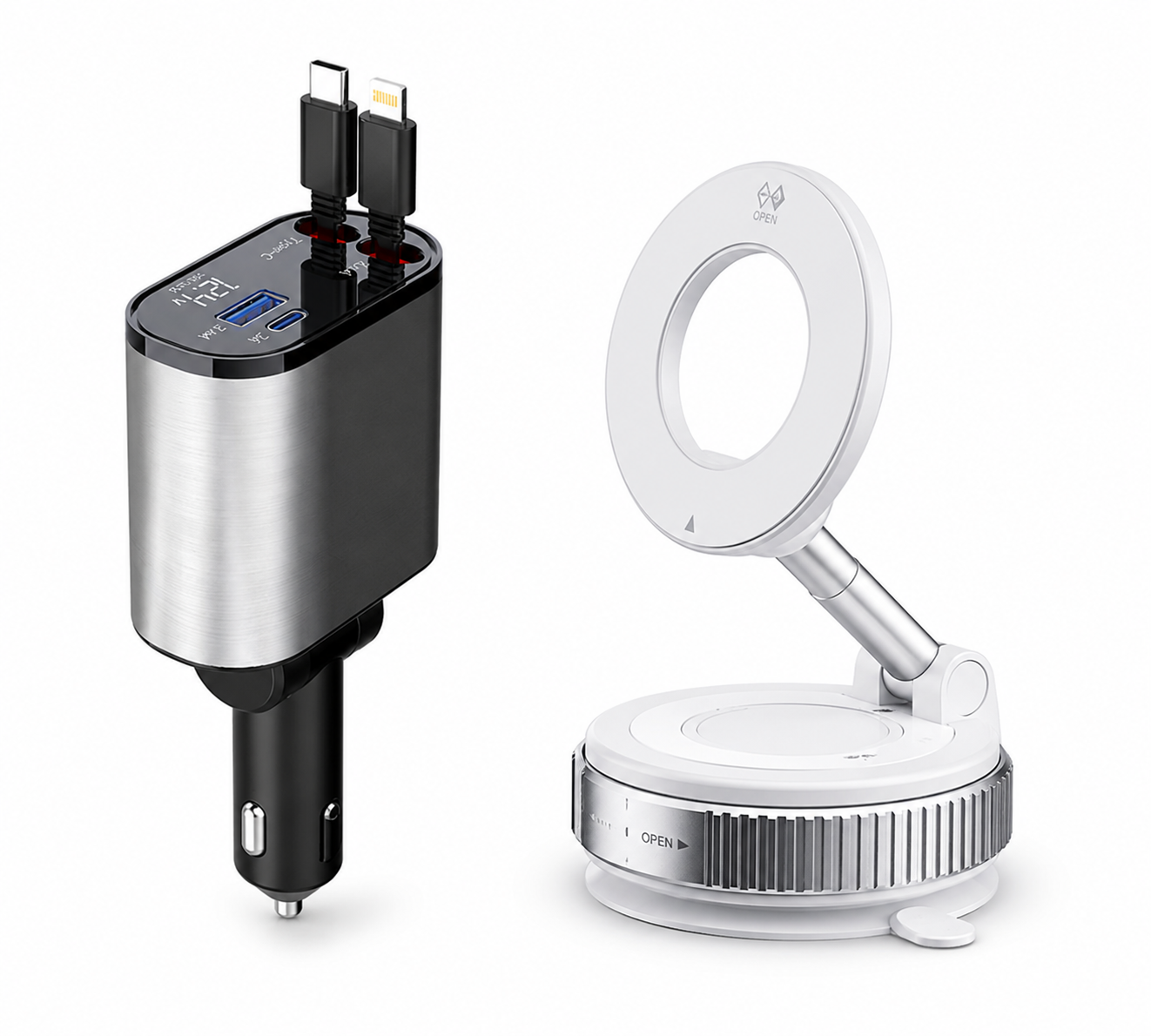 ARMORCASE™ Strong Magnetic Car Phone Holder & PowerDrive Retract Pro