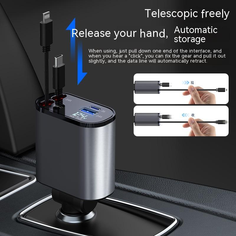 ARMORCASE™ PowerDrive Retract Pro — 86W Retractable Fast Car Charger | Dual Output | Voltage Display | iPhone & Android