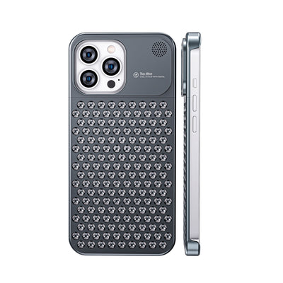 ARMORCASE™ CoolCore Aluminum Case — Heat Dissipating iPhone Case | Airflow Vents, Aromatherapy Slot | iPhone 12–15 | Gray & Silver