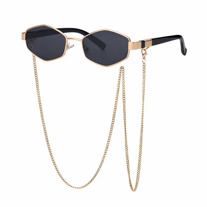 ARMORCASE™ Korean Style Chain Sunglasses — Retro Slim Frame, UV Protection