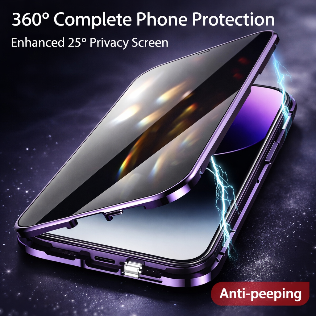 ARMORCASE™ PrivacyShield Case — Anti-Peep Double-Sided Glass iPhone Case with Metal Frame | iPhone 13–15