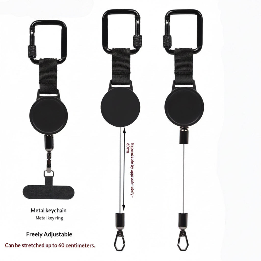 ARMORCASE™ RetractaClip Pro — Retractable Phone Lanyard Strap with Metal Buckle | Anti-Theft, Alloy Clip | Universal Fit