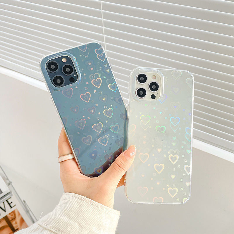 ArmorCase™ Holographic Heart Clear Case