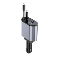 ARMORCASE™ DriveCharge Pro — 4-in-1 120W Car Charger | QC3.0 Fast Charge | USB-C + Apple | Retractable Cables