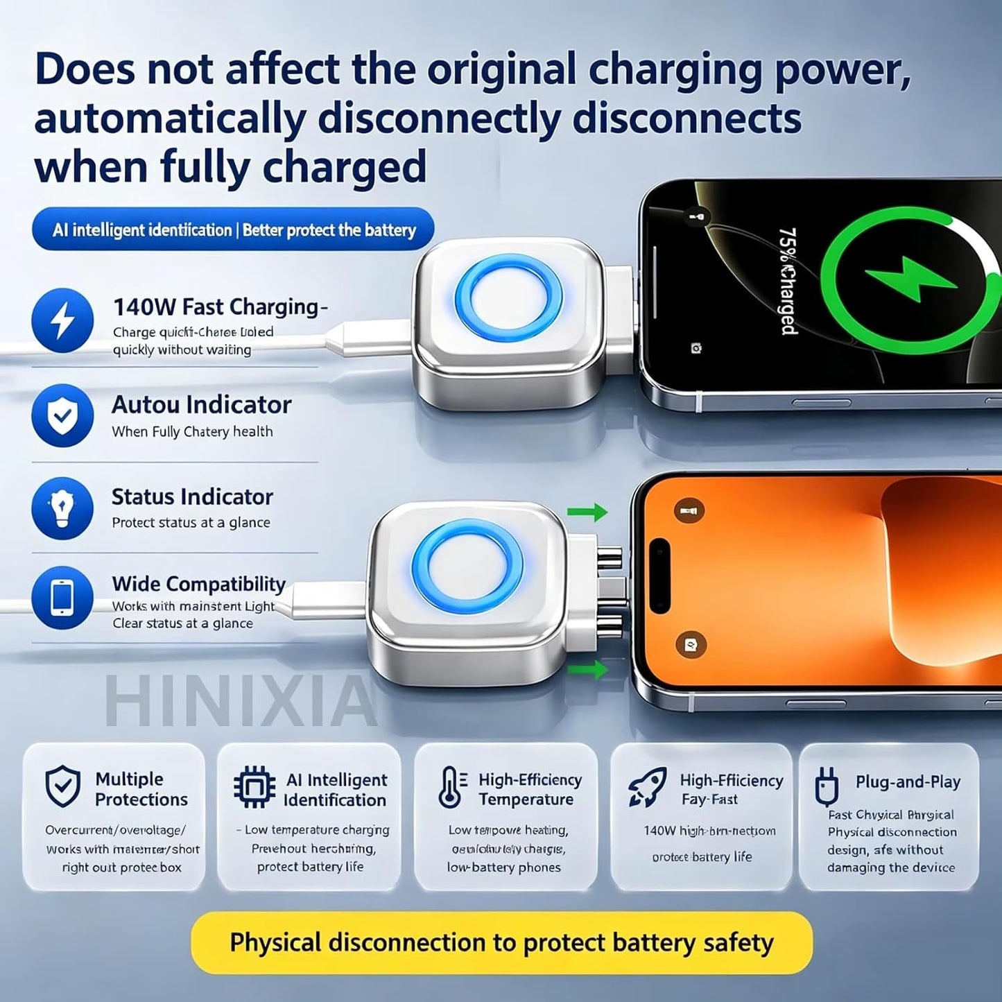 ARMORCASE™ X01 Charge Separator — 120W USB-C Auto-Disconnect Cable