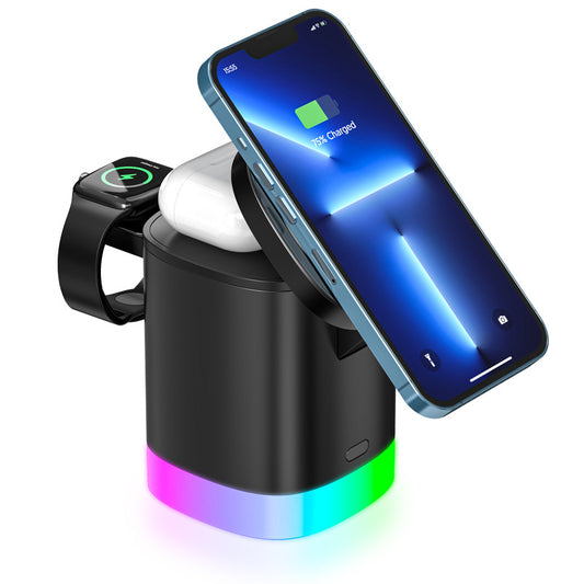 ARMORCASE™ ChargeHub RGB — 3-in-1 Foldable Wireless Charging Station with RGB Light | Phone, Watch & Earbuds
