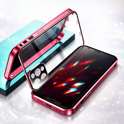 ARMORCASE™ PrivacyShield Case — Anti-Peep Double-Sided Glass iPhone Case with Metal Frame | iPhone 13–15