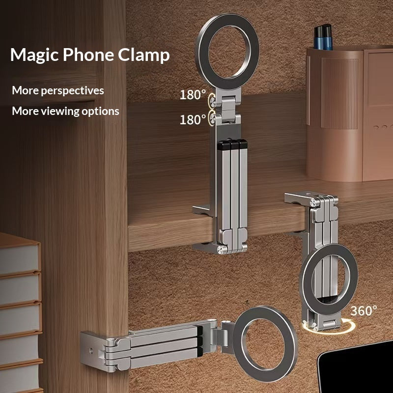 ARMORCASE™ Clip-On Magnetic Phone Holder — Rotating, Foldable, Travel-Ready