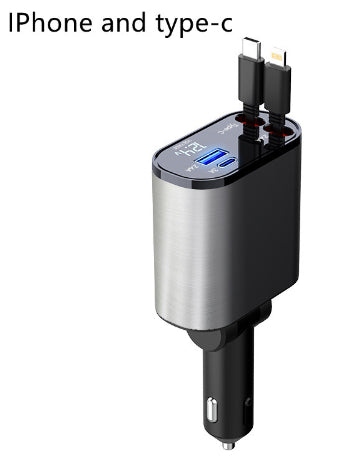 ARMORCASE™ PowerDrive Retract Pro — 86W Retractable Fast Car Charger | Dual Output | Voltage Display | iPhone & Android