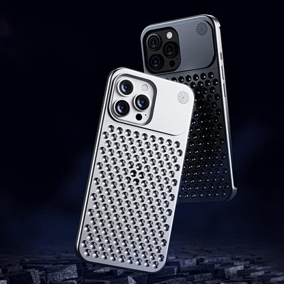 ARMORCASE™ CoolCore Aluminum Case — Heat Dissipating iPhone Case | Airflow Vents, Aromatherapy Slot | iPhone 12–15 | Gray & Silver