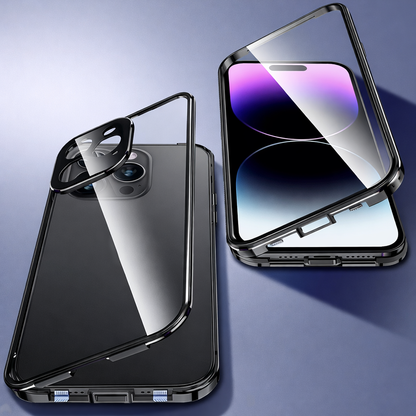 ARMORCASE™ PrivacyShield Case — Anti-Peep Double-Sided Glass iPhone Case with Metal Frame | iPhone 13–15