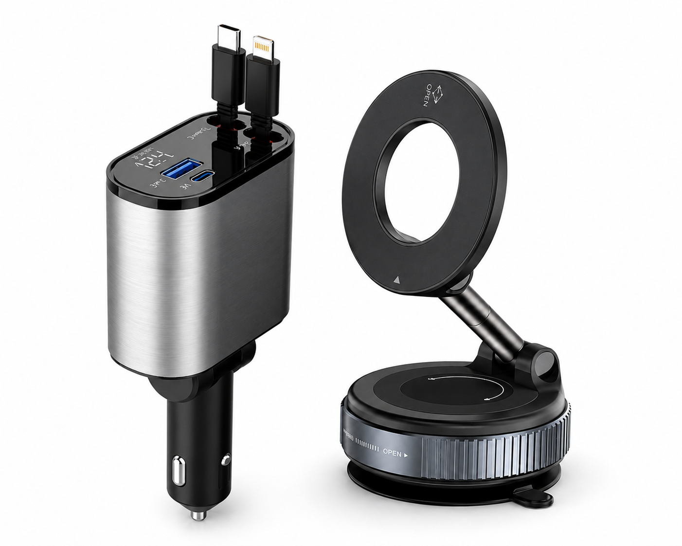ARMORCASE™ Strong Magnetic Car Phone Holder & PowerDrive Retract Pro
