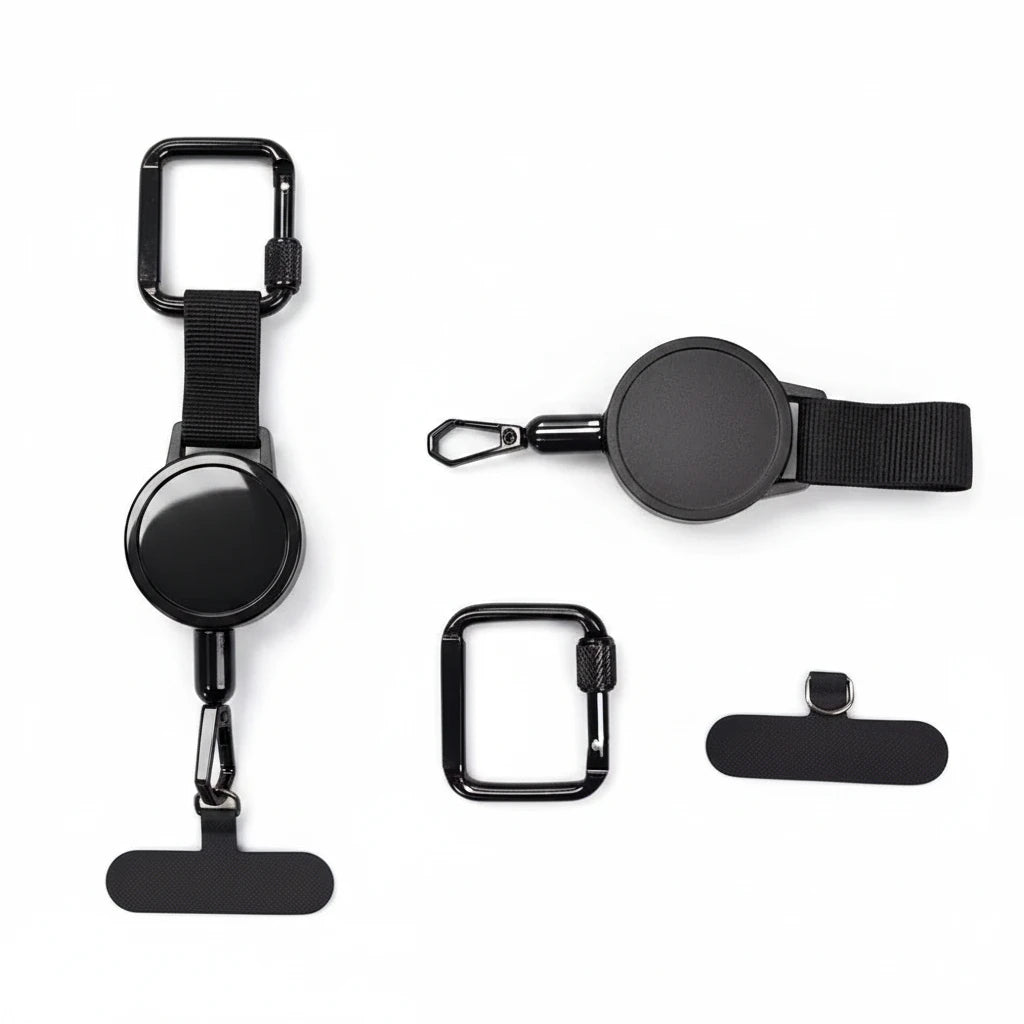 ARMORCASE™ RetractaClip Pro — Retractable Phone Lanyard Strap with Metal Buckle | Anti-Theft, Alloy Clip | Universal Fit