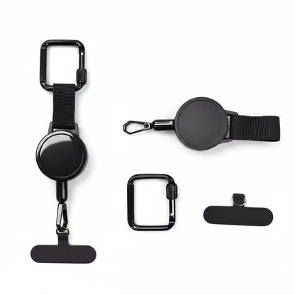 ARMORCASE™ RetractaClip Pro — Retractable Phone Lanyard Strap with Metal Buckle | Anti-Theft, Alloy Clip | Universal Fit