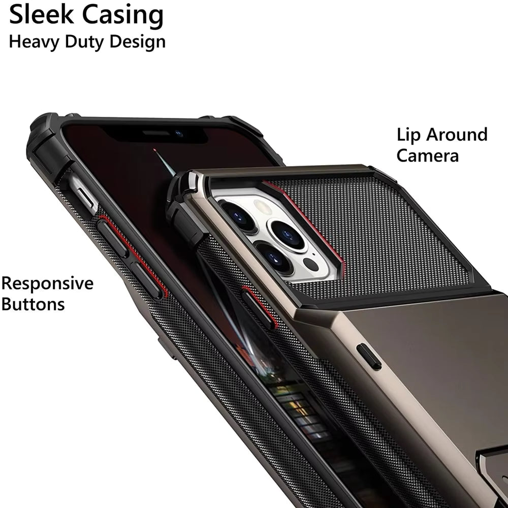 ARMORCASE™ FlipVault Card Case — Hidden Card Slot, Dual-Layer Armor | iPhone 11–17 Pro Max | 7 Colors