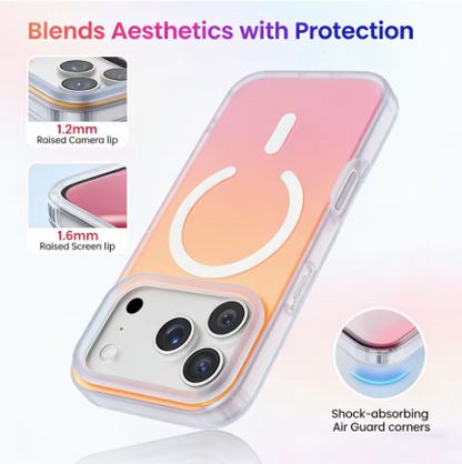 ARMORCASE™ AuraGlow Mag Case — Iridescent Laser Gradient MagSafe iPhone 17 Case | Shockproof, Slim | iPhone 17, Air, Pro, Pro Max