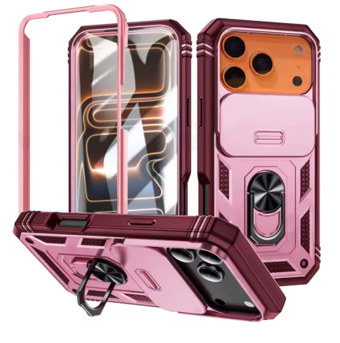 ARMORCASE™ SlideGuard Pro — 360° Rotating Window Sliding Three-in-One iPhone 17 Case | Ring Stand, Magnetic Cover, Shockproof