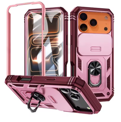 ARMORCASE™ SlideGuard Pro — 360° Rotating Window Sliding Three-in-One iPhone 17 Case | Ring Stand, Magnetic Cover, Shockproof