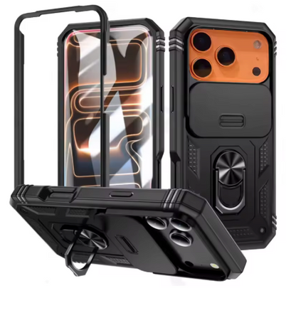 ARMORCASE™ SlideGuard Pro — 360° Rotating Window Sliding Three-in-One iPhone 17 Case | Ring Stand, Magnetic Cover, Shockproof