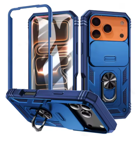 ARMORCASE™ SlideGuard Pro — 360° Rotating Window Sliding Three-in-One iPhone 17 Case | Ring Stand, Magnetic Cover, Shockproof