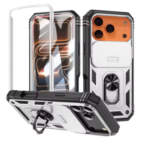 ARMORCASE™ SlideGuard Pro — 360° Rotating Window Sliding Three-in-One iPhone 17 Case | Ring Stand, Magnetic Cover, Shockproof