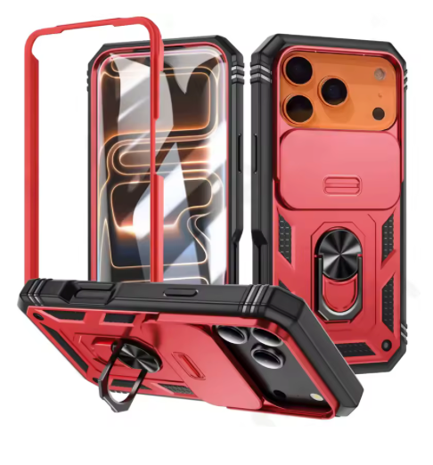 ARMORCASE™ SlideGuard Pro — 360° Rotating Window Sliding Three-in-One iPhone 17 Case | Ring Stand, Magnetic Cover, Shockproof
