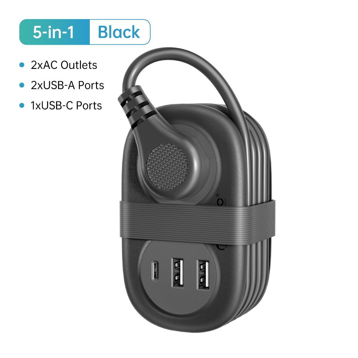 ARMORCASE™ TravelStrip Pro — Multi-Port Power Strip | 2 AC + USB-A/C | US Plug | 120cm Cord