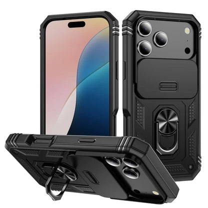 ARMORCASE™ SlideGuard Pro — 360° Rotating Window Sliding Three-in-One iPhone 17 Case | Ring Stand, Magnetic Cover, Shockproof