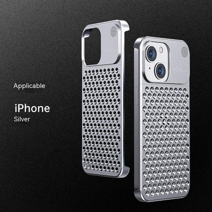 ARMORCASE™ CoolCore Aluminum Case — Heat Dissipating iPhone Case | Airflow Vents, Aromatherapy Slot | iPhone 12–15 | Gray & Silver