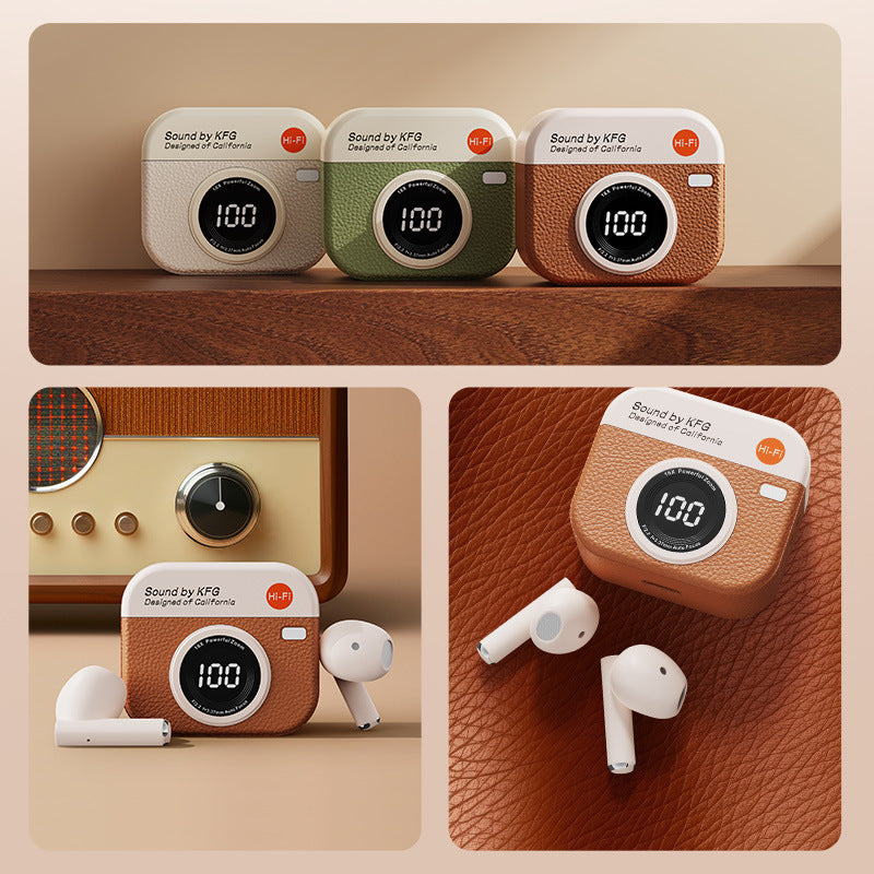 ARMORCASE™ Q86 Retro Earphones — Art Digital Display Wireless In-Ear