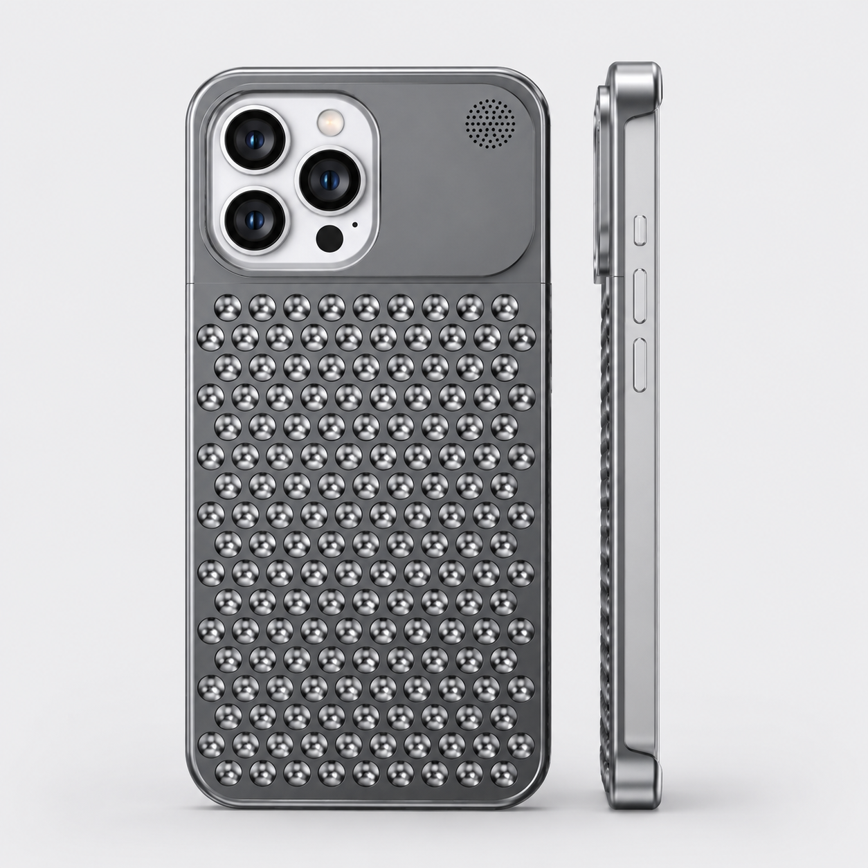 ARMORCASE™ CoolCore Aluminum Case — Heat Dissipating iPhone Case | Airflow Vents, Aromatherapy Slot | iPhone 12–15 | Gray & Silver