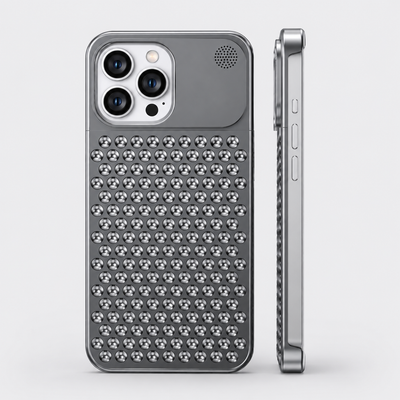 ARMORCASE™ CoolCore Aluminum Case — Heat Dissipating iPhone Case | Airflow Vents, Aromatherapy Slot | iPhone 12–15 | Gray & Silver