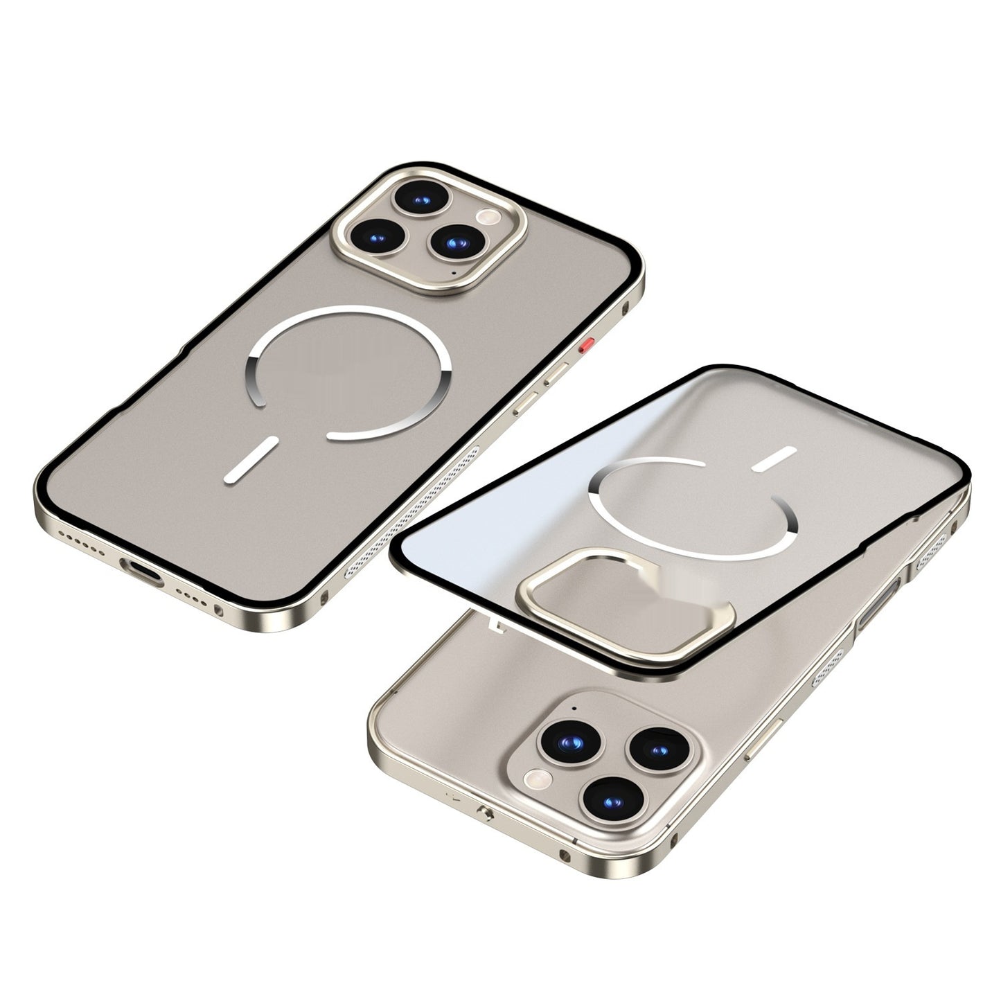 ARMORCASE™ Frosted Magnetic Ring Metal Frame Case — MagSafe-Ready Hard Cover for iPhone