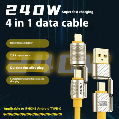 ARMORCASE™ 4-in-1 Fast Charging Cable — 100W/120W Multi-Interface USB-C, Lightning & More