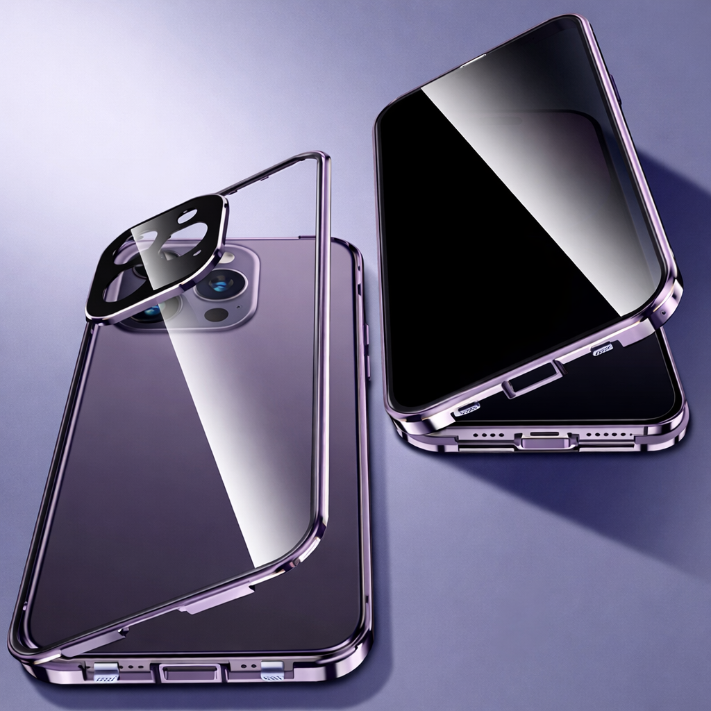 ARMORCASE™ PrivacyShield Case — Anti-Peep Double-Sided Glass iPhone Case with Metal Frame | iPhone 13–15