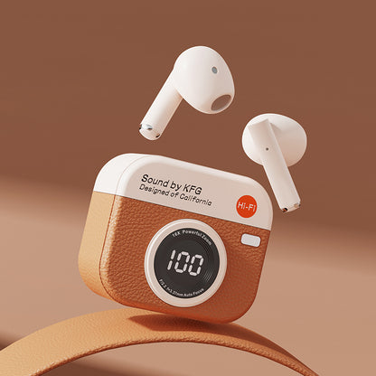 ARMORCASE™ Q86 Retro Earphones — Art Digital Display Wireless In-Ear