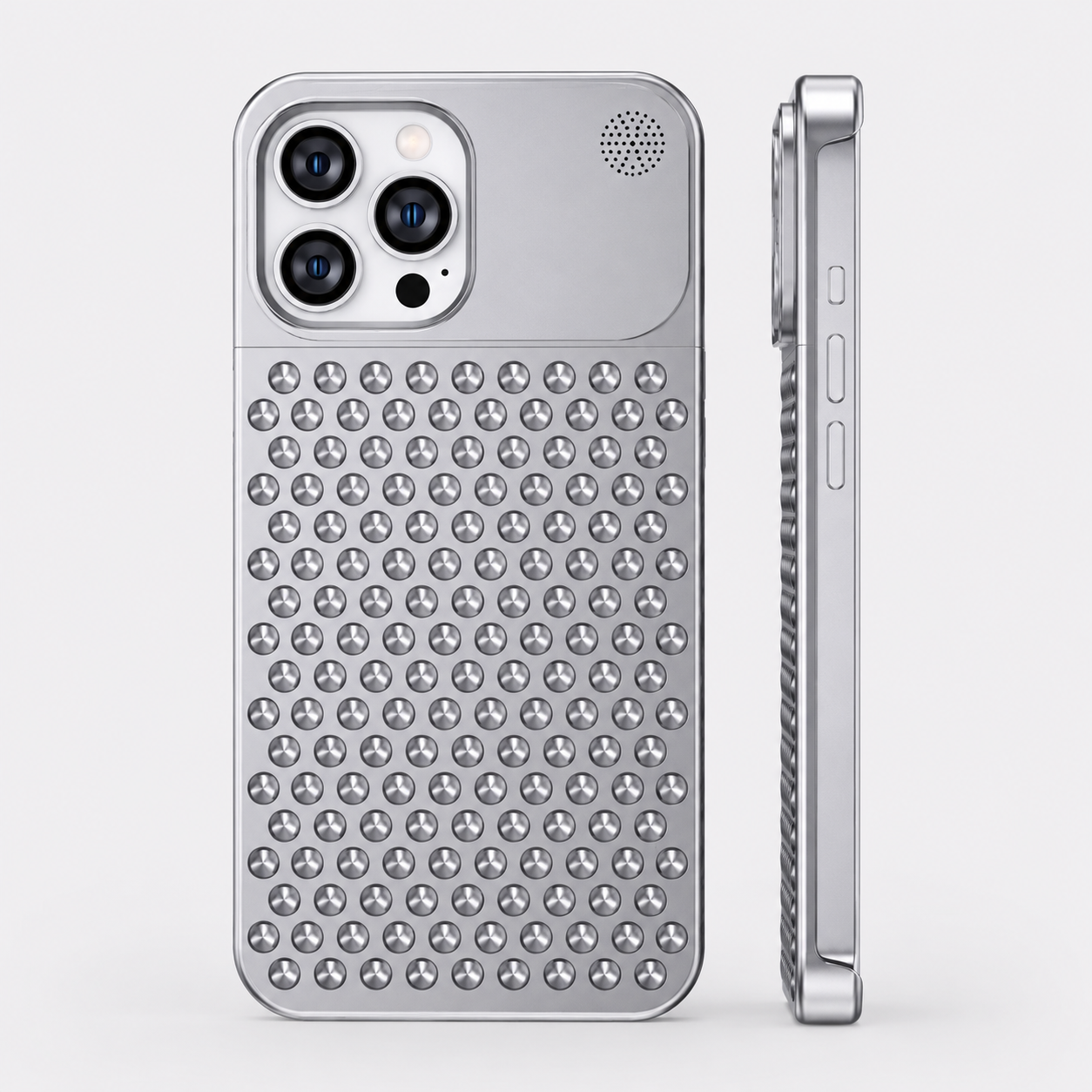 ARMORCASE™ CoolCore Aluminum Case — Heat Dissipating iPhone Case | Airflow Vents, Aromatherapy Slot | iPhone 12–15 | Gray & Silver