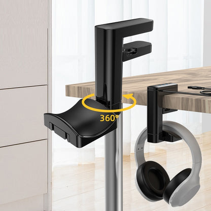 ARMORCASE™ DeskGrip Pro — 360° Swivel Headphone Desk Hook | USB Hub, Cable Organizer | Clamp-On, No Drilling