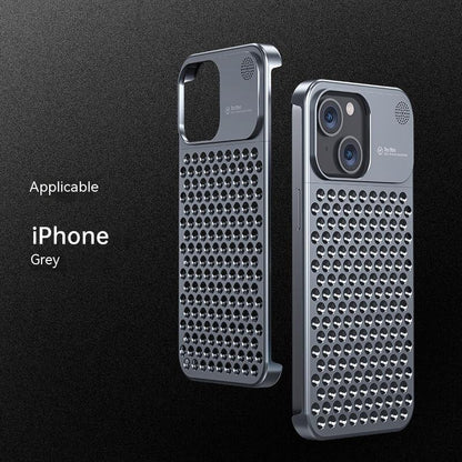 ARMORCASE™ CoolCore Aluminum Case — Heat Dissipating iPhone Case | Airflow Vents, Aromatherapy Slot | iPhone 12–15 | Gray & Silver