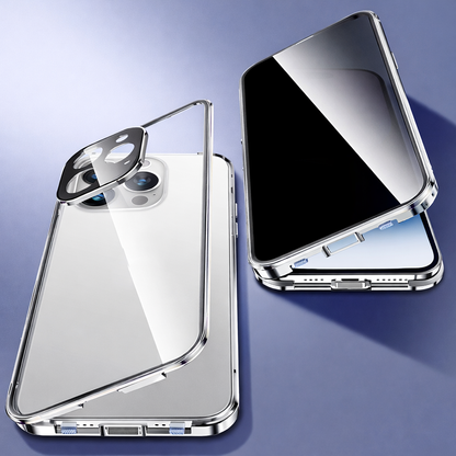 ARMORCASE™ PrivacyShield Case — Anti-Peep Double-Sided Glass iPhone Case with Metal Frame | iPhone 13–15